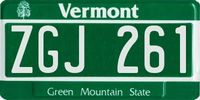 VT license plate ZGJ261