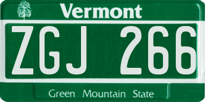 VT license plate ZGJ266