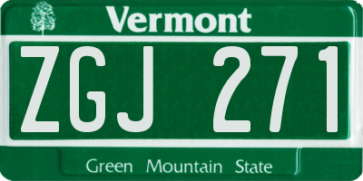 VT license plate ZGJ271