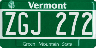 VT license plate ZGJ272