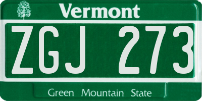 VT license plate ZGJ273