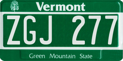 VT license plate ZGJ277