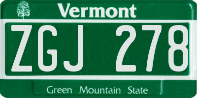VT license plate ZGJ278