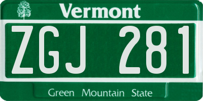 VT license plate ZGJ281