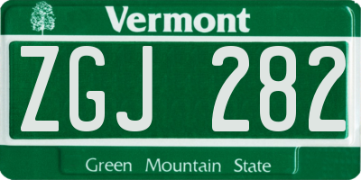 VT license plate ZGJ282