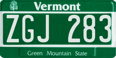 VT license plate ZGJ283