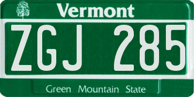 VT license plate ZGJ285