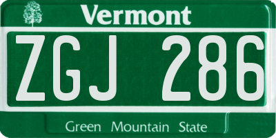 VT license plate ZGJ286