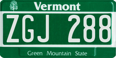 VT license plate ZGJ288