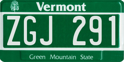 VT license plate ZGJ291
