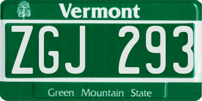 VT license plate ZGJ293