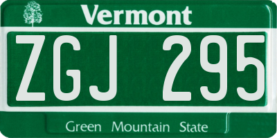 VT license plate ZGJ295