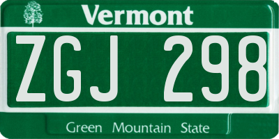 VT license plate ZGJ298