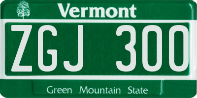VT license plate ZGJ300