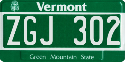 VT license plate ZGJ302