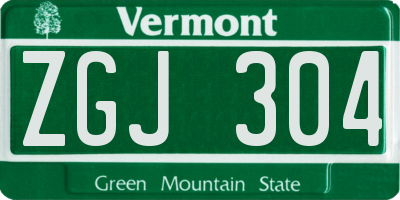 VT license plate ZGJ304