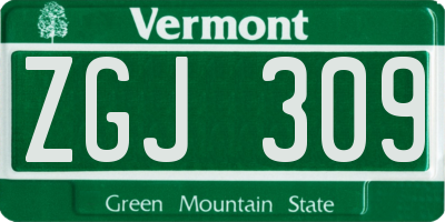 VT license plate ZGJ309
