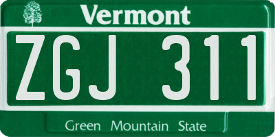 VT license plate ZGJ311