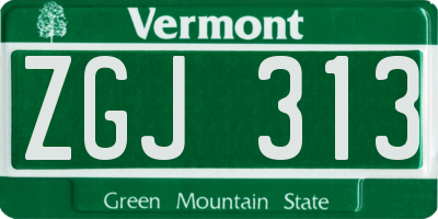 VT license plate ZGJ313