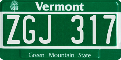VT license plate ZGJ317