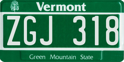 VT license plate ZGJ318