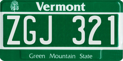 VT license plate ZGJ321