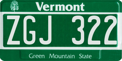 VT license plate ZGJ322