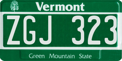 VT license plate ZGJ323