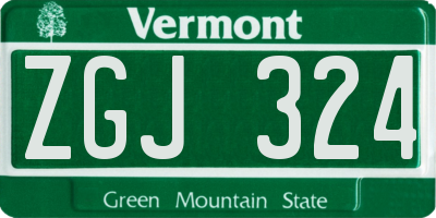 VT license plate ZGJ324
