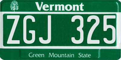 VT license plate ZGJ325