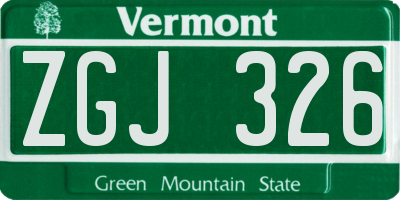 VT license plate ZGJ326