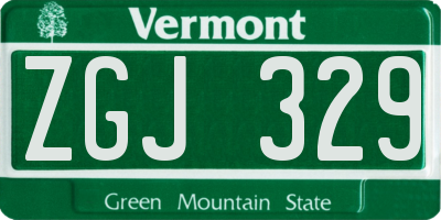 VT license plate ZGJ329