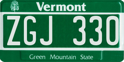 VT license plate ZGJ330