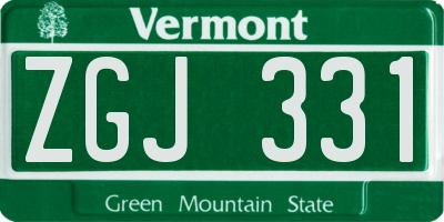 VT license plate ZGJ331
