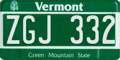 VT license plate ZGJ332