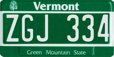 VT license plate ZGJ334