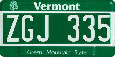 VT license plate ZGJ335