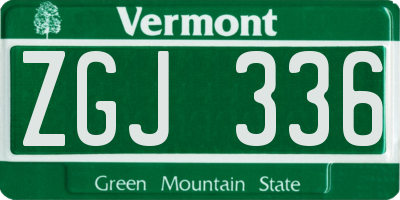 VT license plate ZGJ336
