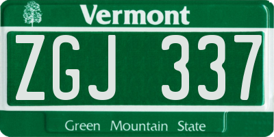 VT license plate ZGJ337