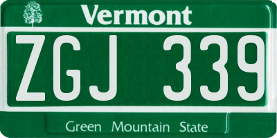 VT license plate ZGJ339