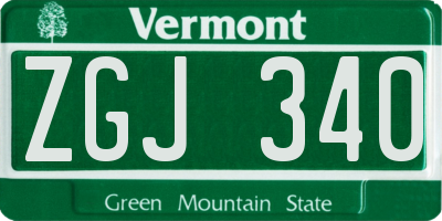 VT license plate ZGJ340