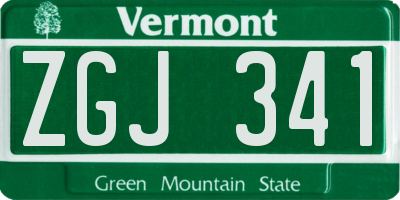 VT license plate ZGJ341