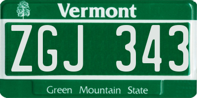 VT license plate ZGJ343