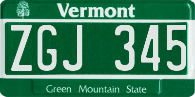 VT license plate ZGJ345