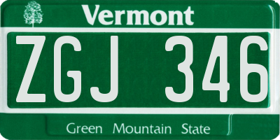 VT license plate ZGJ346