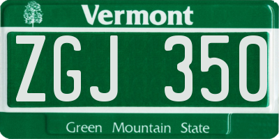 VT license plate ZGJ350