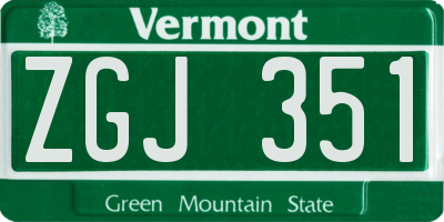 VT license plate ZGJ351