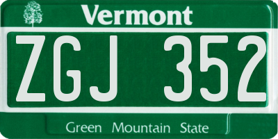 VT license plate ZGJ352