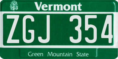 VT license plate ZGJ354
