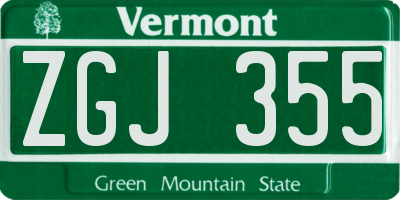 VT license plate ZGJ355